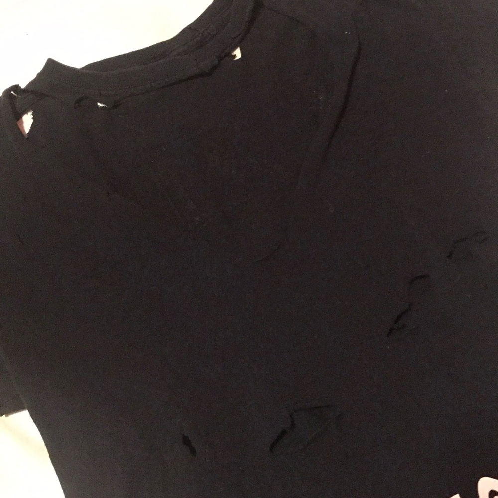 Black Vintage Cut and Distressed Oversized Tee - Picture 5 of 7